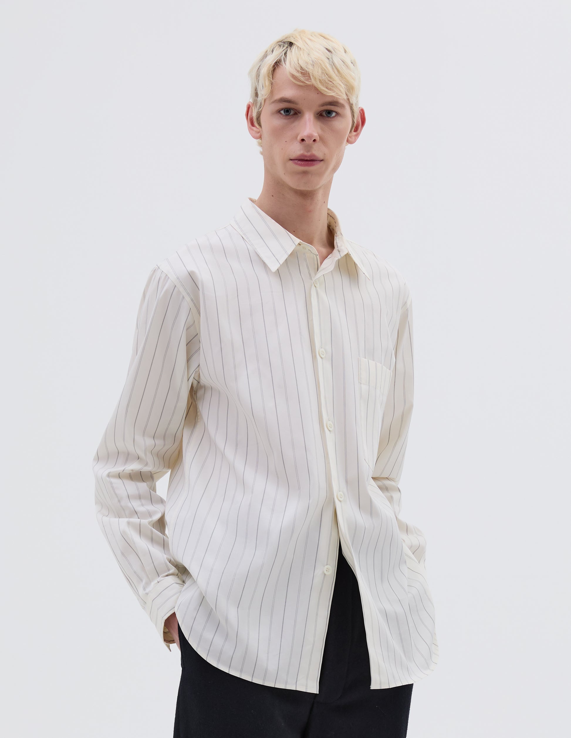 Off white and black cotton basic shirt | Margaret Howell