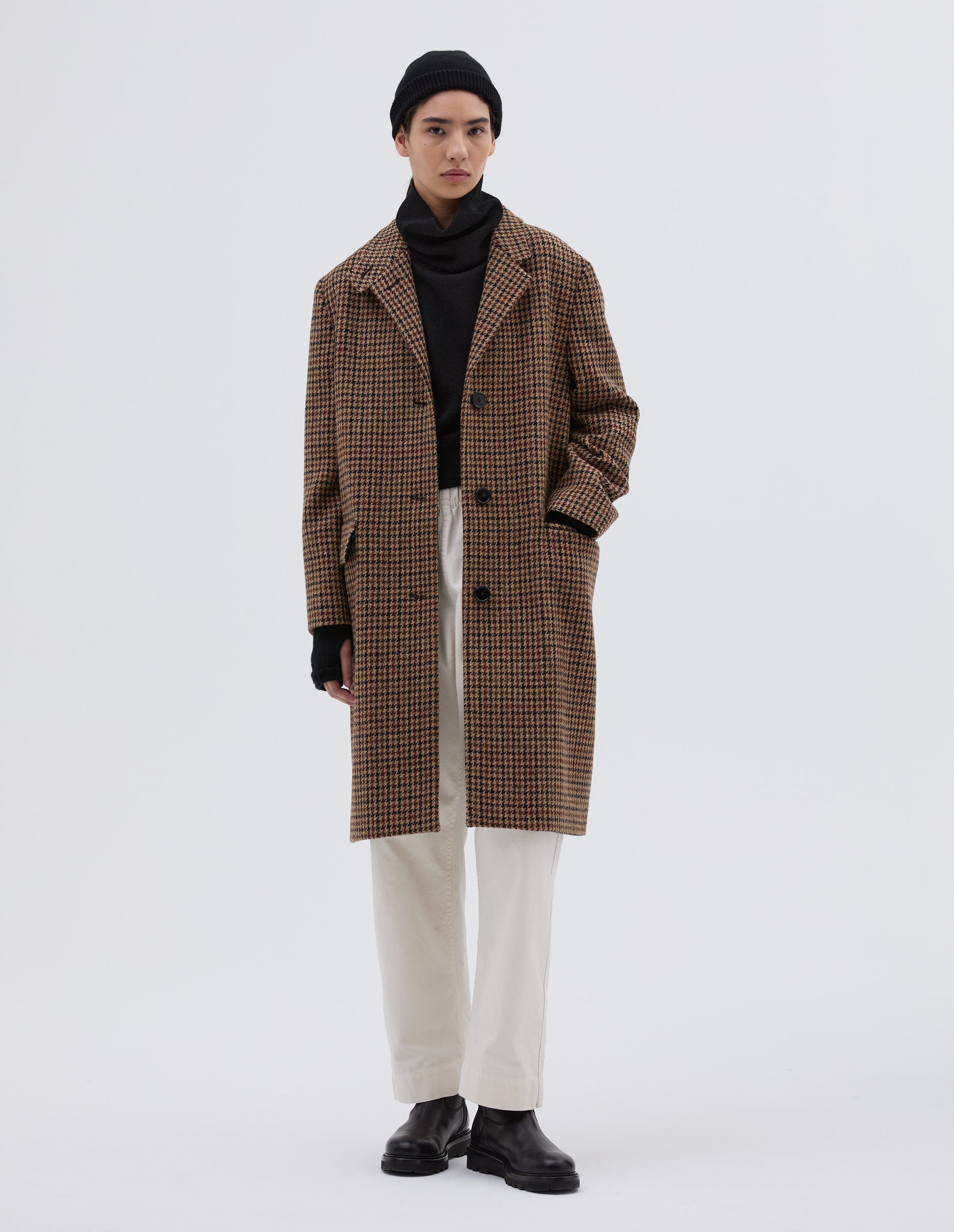 Black tan and rust wool overcoat | Margaret Howell