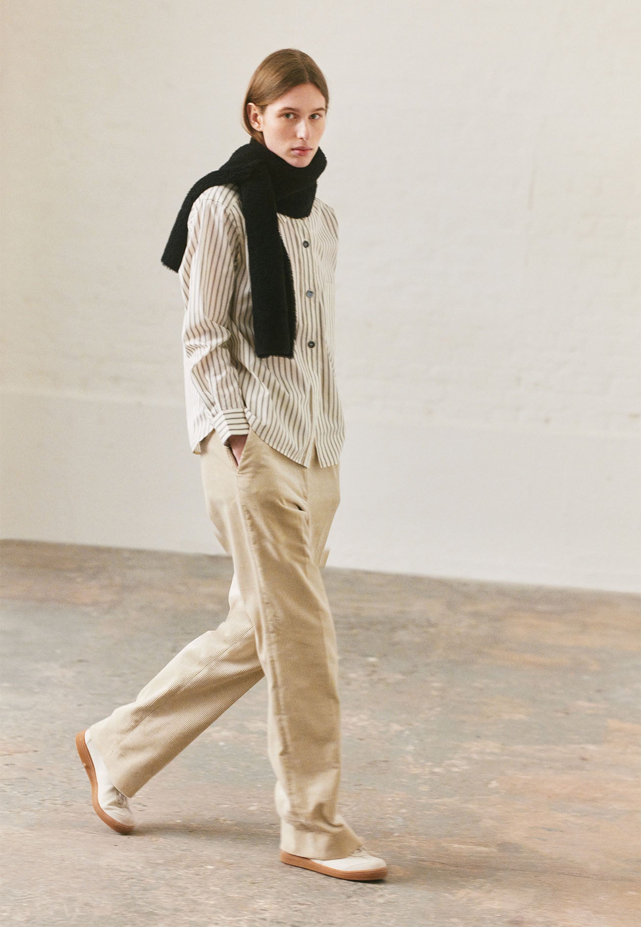 Ecru, grey and black cotton silk Simple Shirt | Margaret Howell