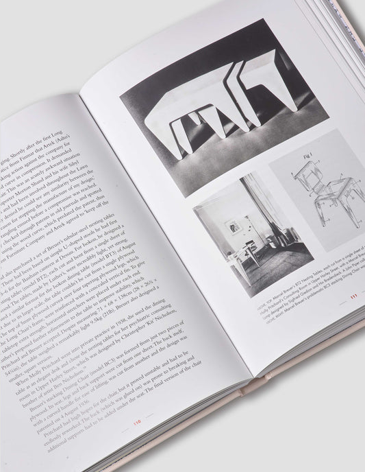 A close up of a double page spread showcasing the BT2 nesting tables, Molly Pritchard's consulting room and BC3 stacking chairs.