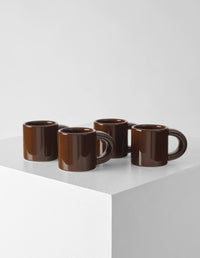 BRONTO ESPRESSO CUP SET OF 4 | STONEWARE | BROWN