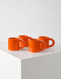 BRONTO ESPRESSO CUP SET OF 4 | STONEWARE | ORANGE