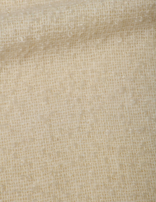 A close up view showing in detail the loose weave and highly textured yarns.