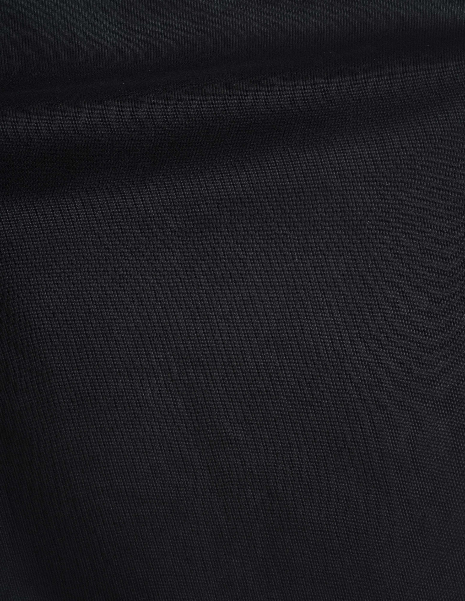 Black trousers matt cotton drill, fabric swatch.
