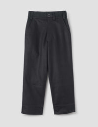 MHL. WIDE WAISTBAND TROUSER | MATT COTTON DRILL
 | OFF BLACK