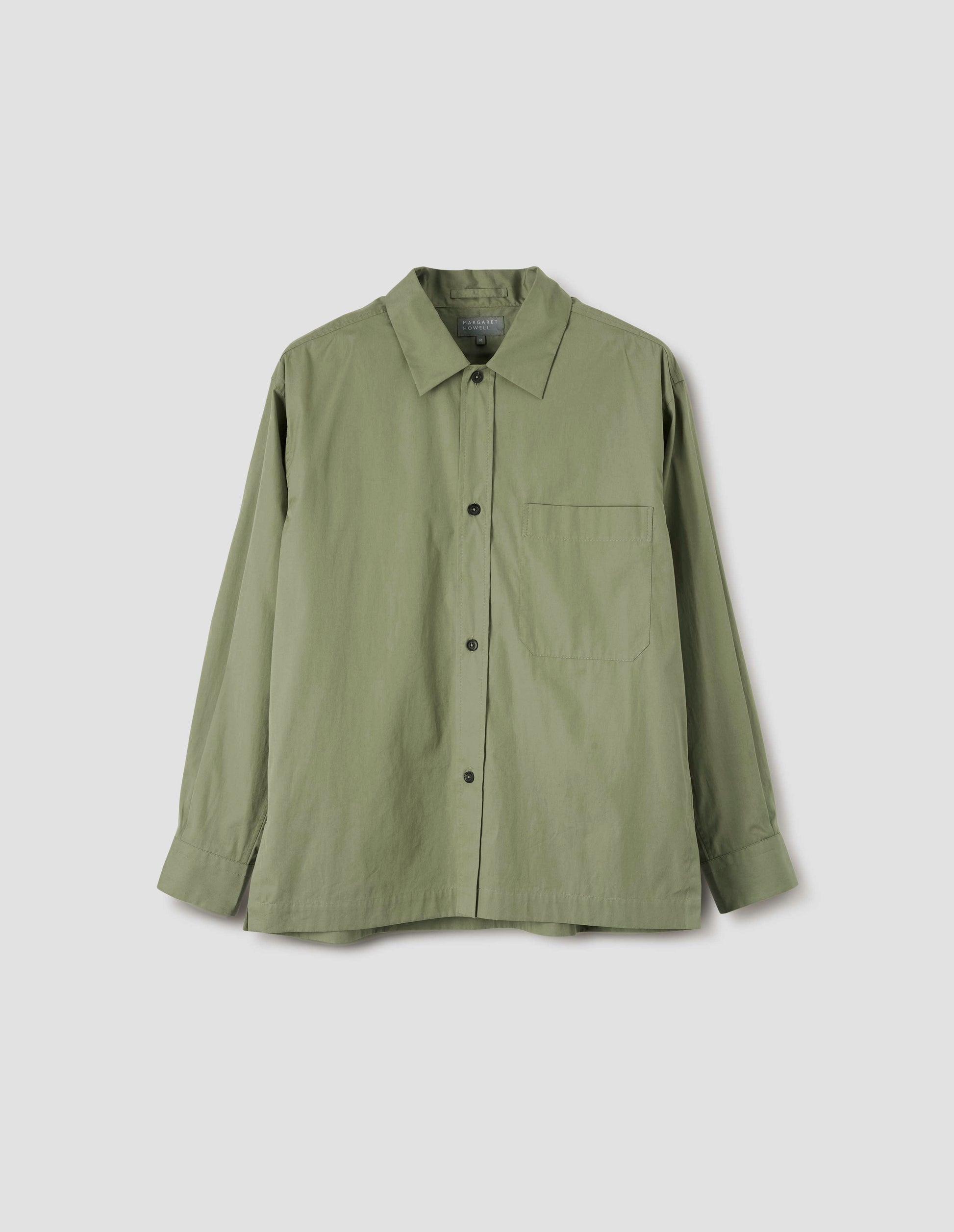 Faded green cotton raised placket shirt | Margaret Howell 