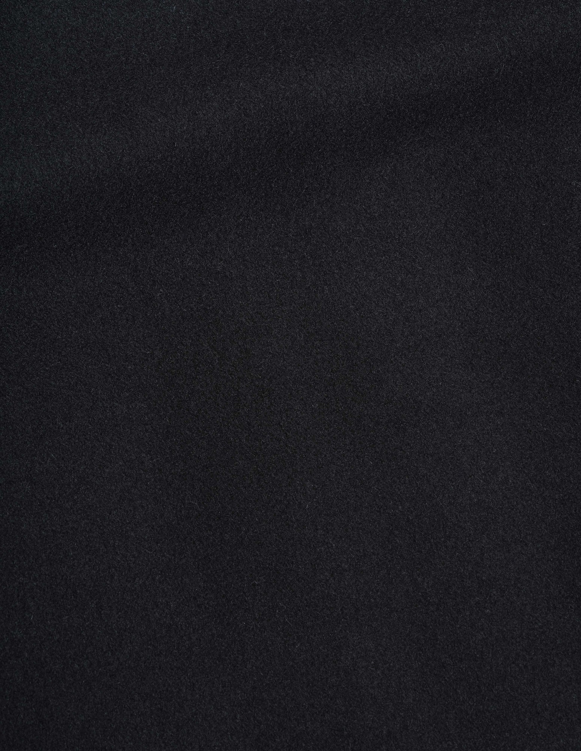 Black felted wool melton coat, fabric swatch. 