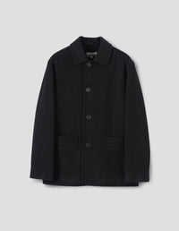 CAR COAT | FELTED WOOL MELTON | BLACK