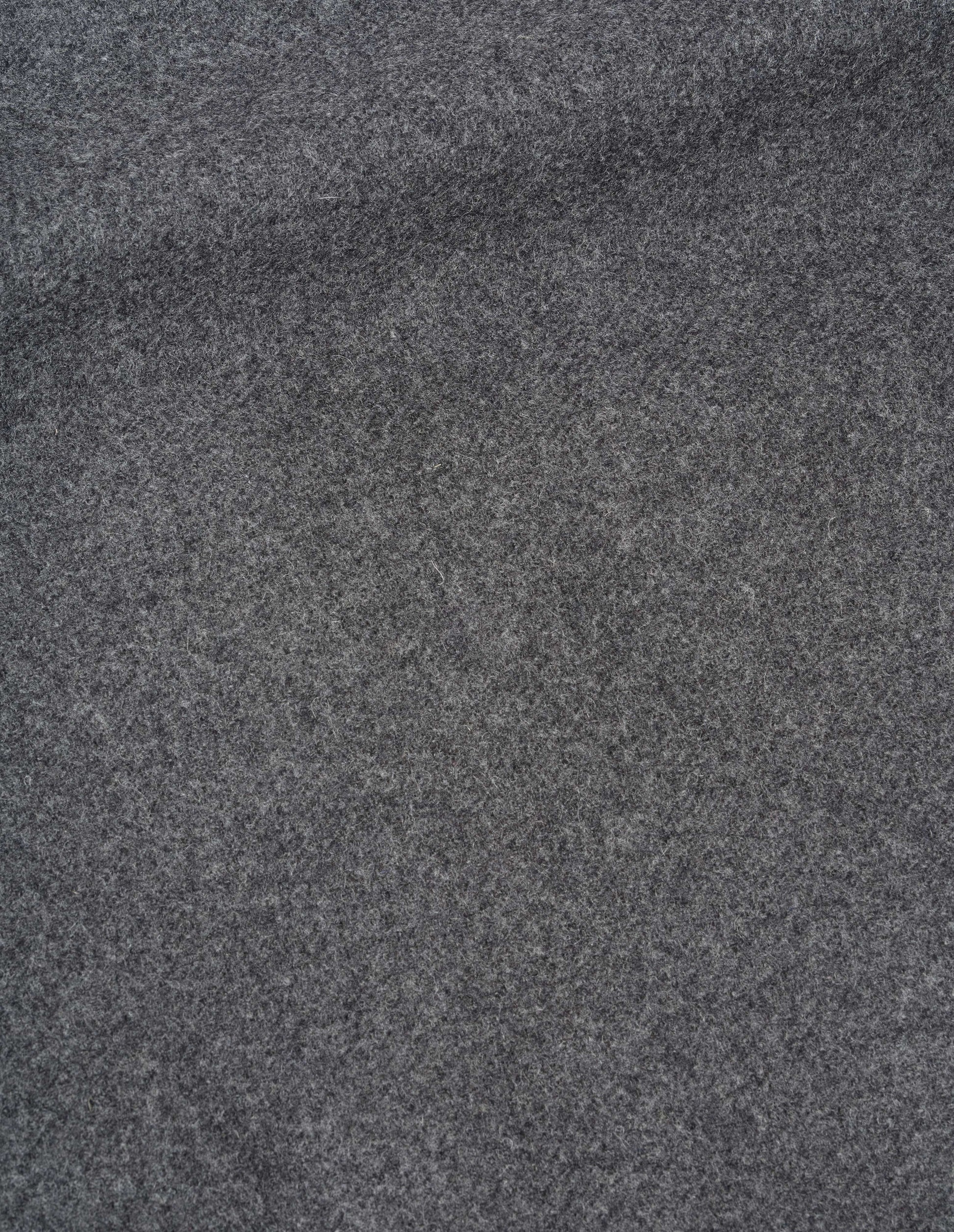 Charcoal grey firm wool melton coat, fabric swatch. 