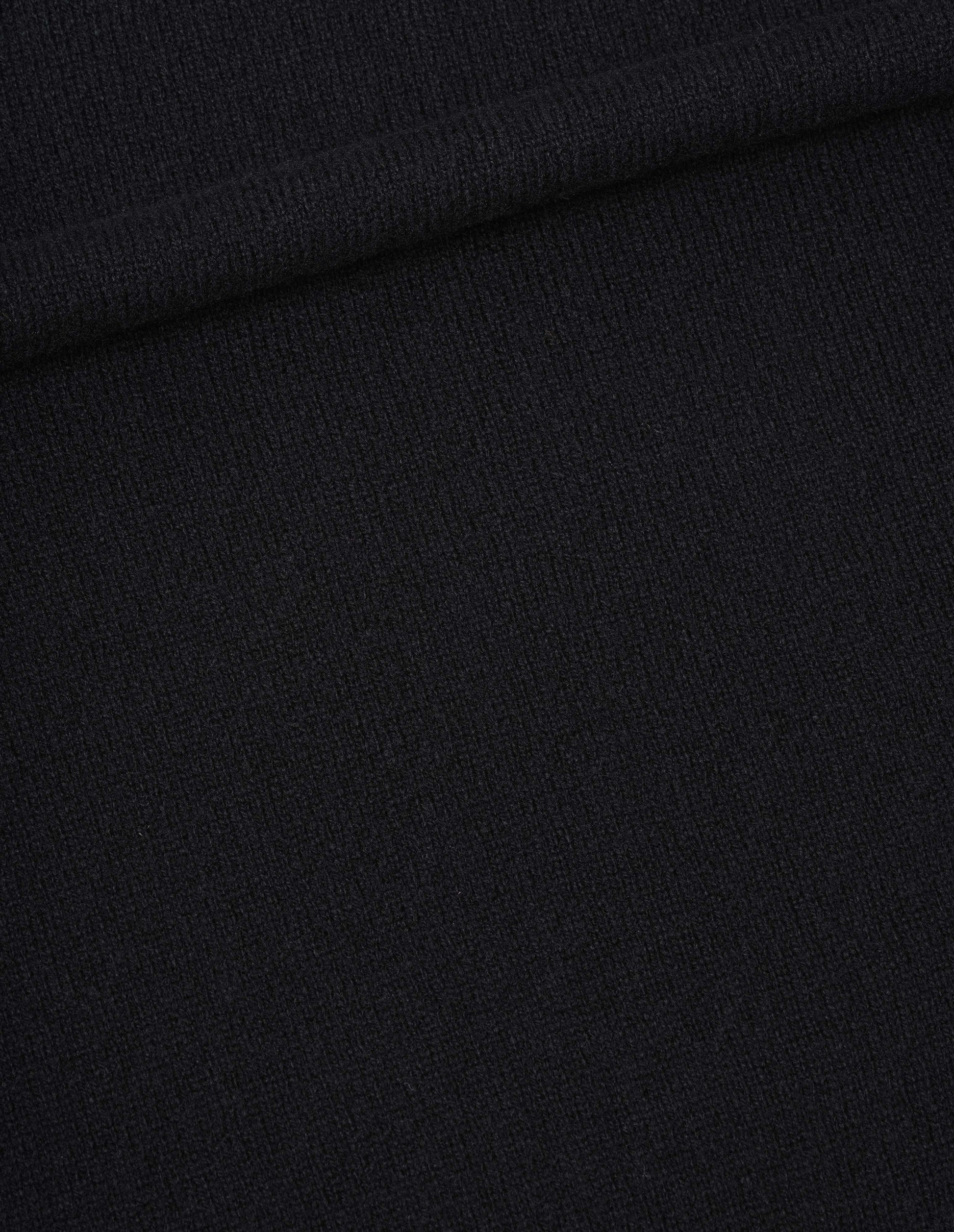 Black irregular spun wool jumper, fabric swatch. 