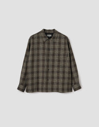 FLAP POCKET OVERSHIRT | GRAPHIC YARN DYED WOOL | BLACK / BROWN / MULTI