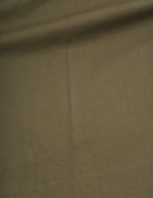 Brown green trousers, heavy cotton twill fabric swatch. 
