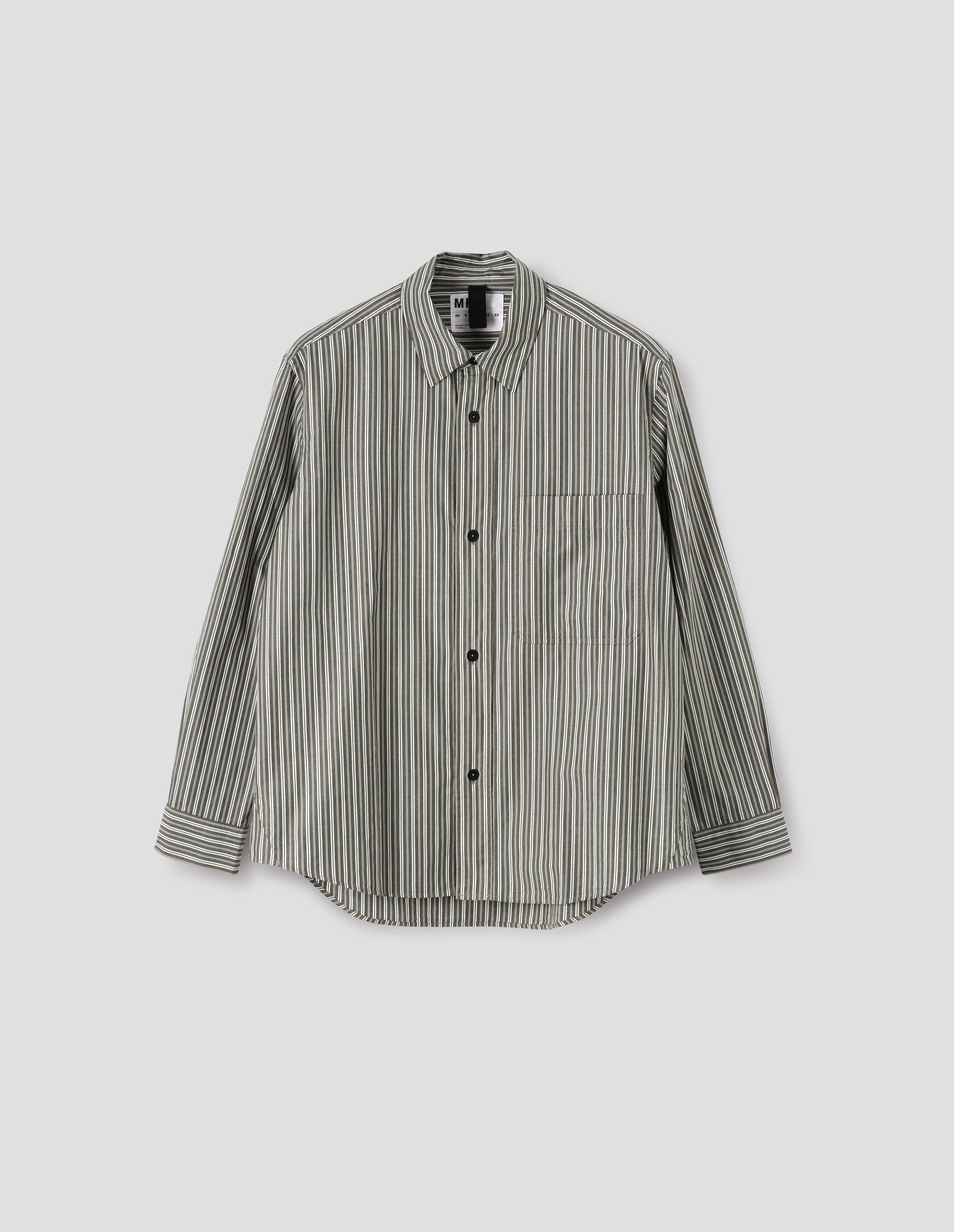 Forest, grey, white cotton stripe Basic Shirt | MHL. by