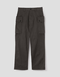 MHL. CARGO POCKET TROUSERS | PLAIN COTTON DRILL | EBONY