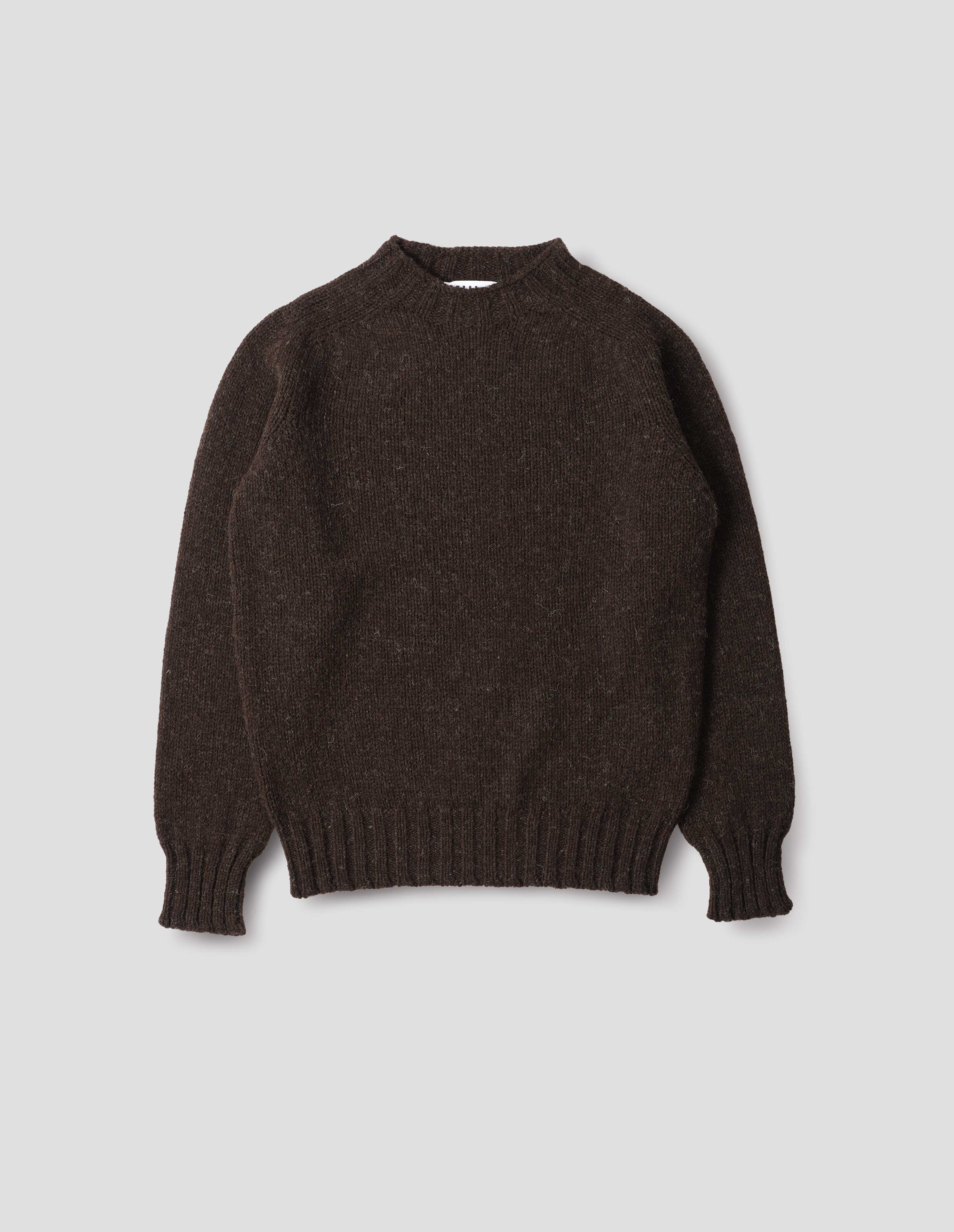 Dark brown wool Chunky Seamless Crew Neck | MHL. by Margaret Howell