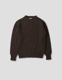MHL. CHUNKY SEAMLESS CREW NECK | RUSTIC WOOL | DARK BROWN