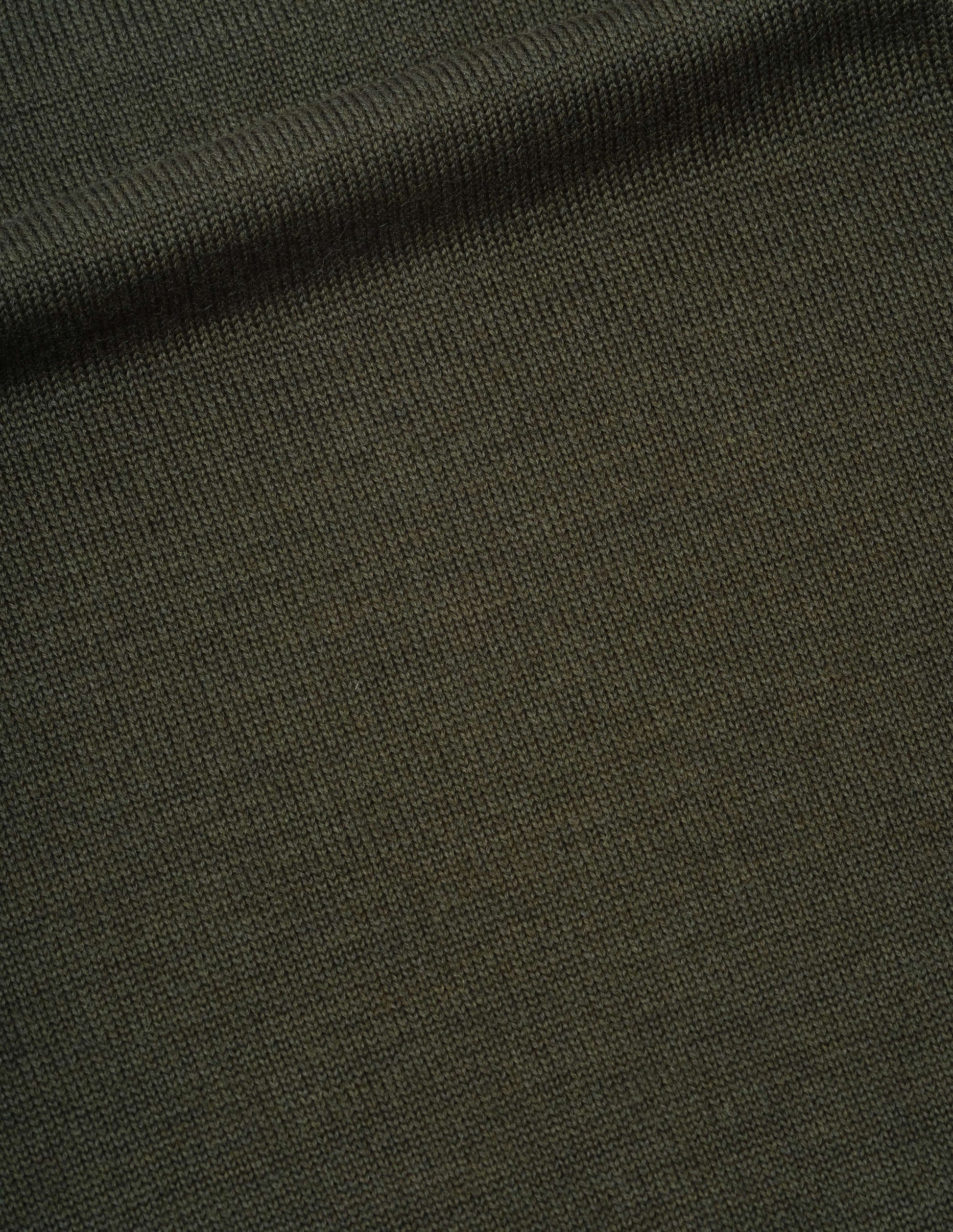 Green utility wool jumper, fabric swatch.