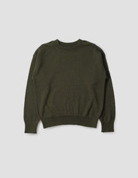 MHL. FLATLOCK GUERNSEY | UTILITY WOOL | DARK GREEN