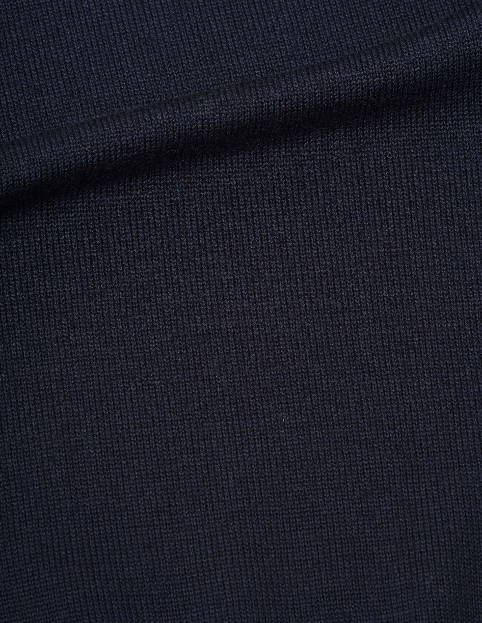 Dark navy utility wool jumper, fabric swatch.