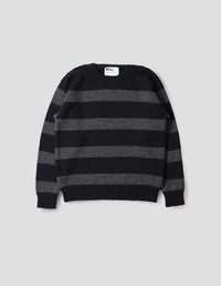 MHL. GRAPHIC STRIPED CREW | VIRGIN WOOL | BLACK / CHARCOAL