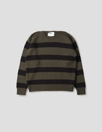 MHL. GRAPHIC STRIPED CREW | VIRGIN WOOL | GREEN / BLACK