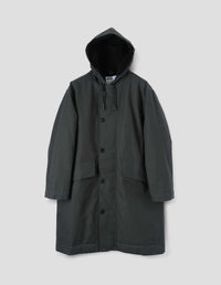 MHL. HOODED DECK PARKA | DRY COTTON CANVAS | ALGAE