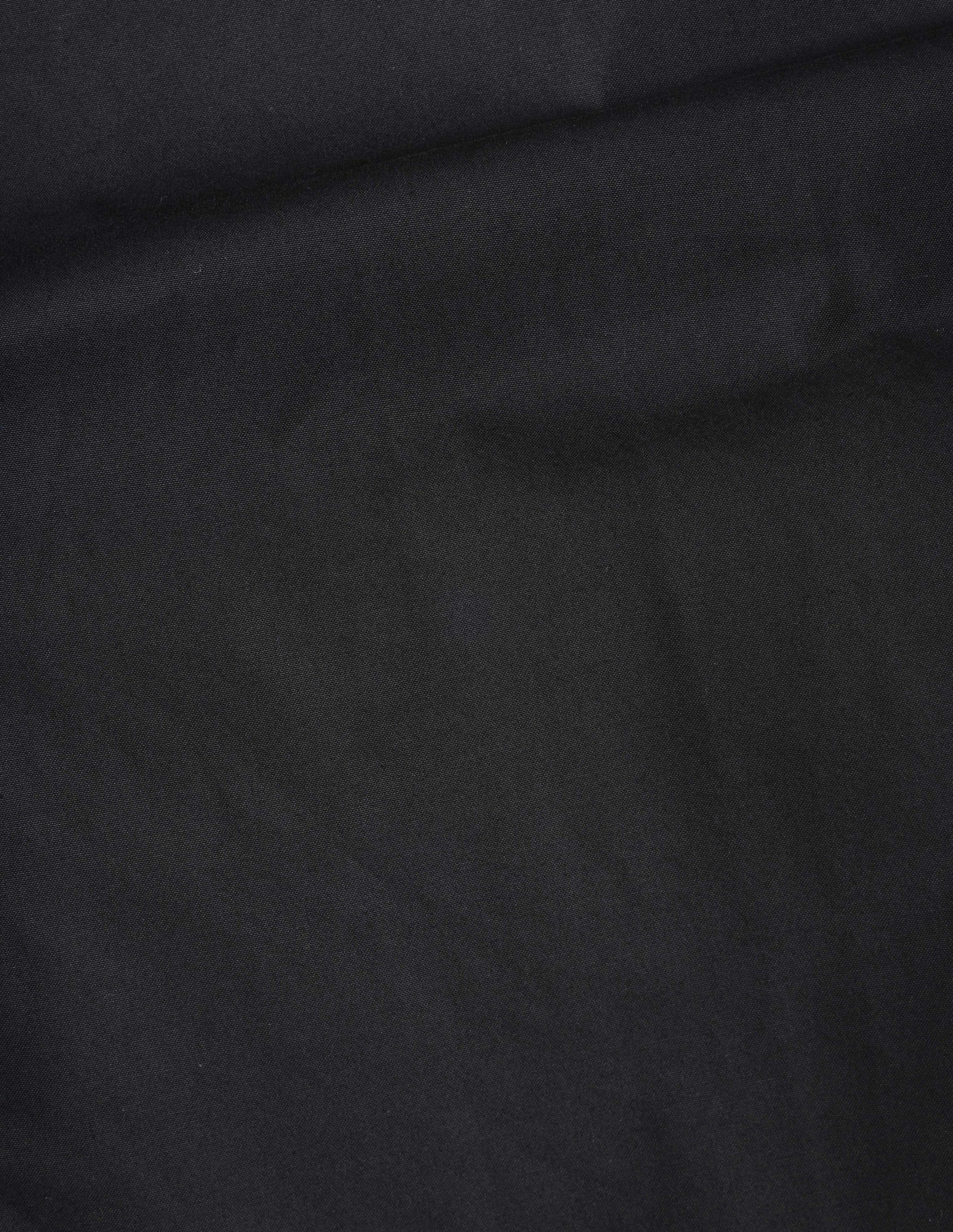 Black dry cotton canvas parka, fabric swatch.