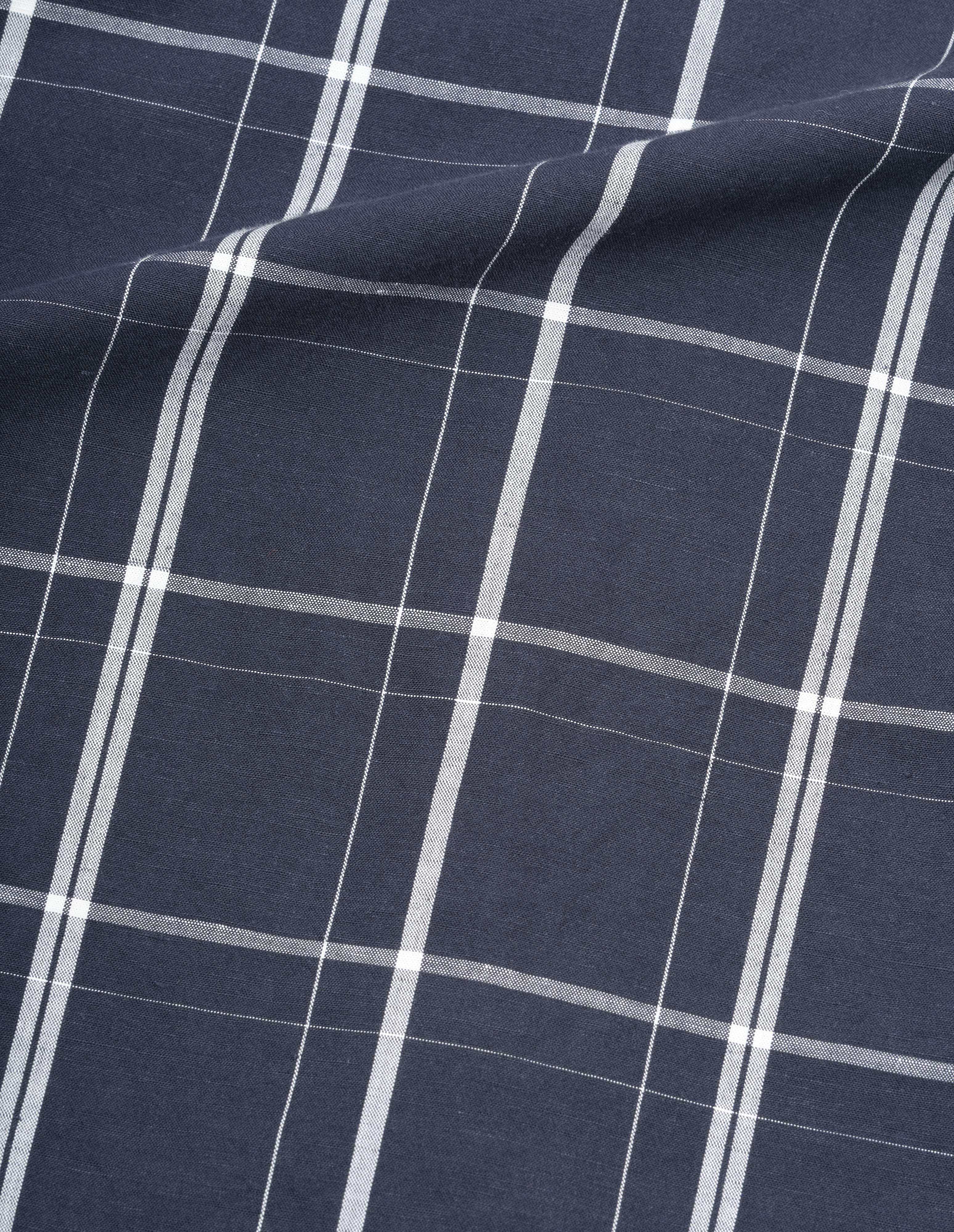 MARGARET HOWELL LARGE CHECK COTTON Ⅰ Blue and white check cotton Big Pocket Swing Shirt | MHL. by