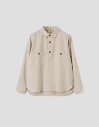 MHL. OVERHEAD SHIRT | COTTON WOOL DRILL | BONE