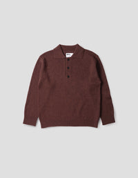 MHL. OVERSIZED KNITTED POLO | DRY WOOL | DARK BROWN