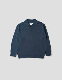 MHL. OVERSIZED KNITTED POLO | DRY WOOL | UNIFORM BLUE