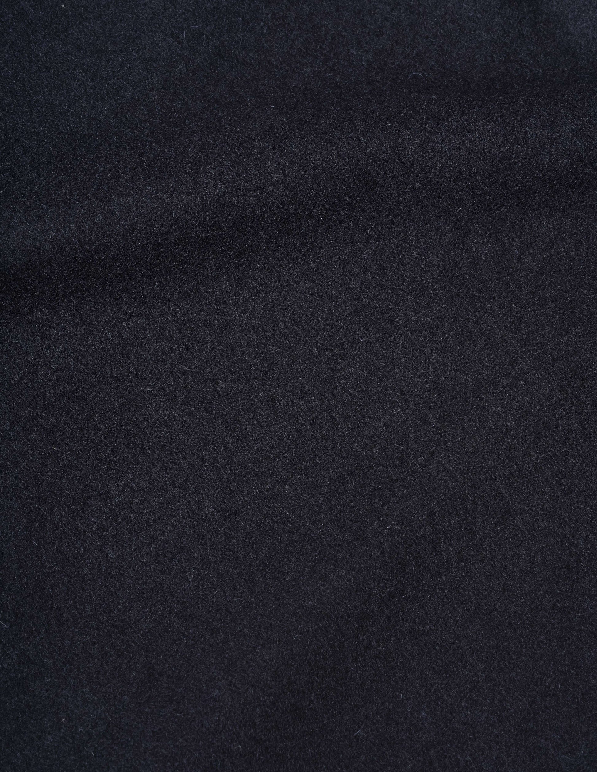 Navy blue course melton wool jacket, fabric swatch.