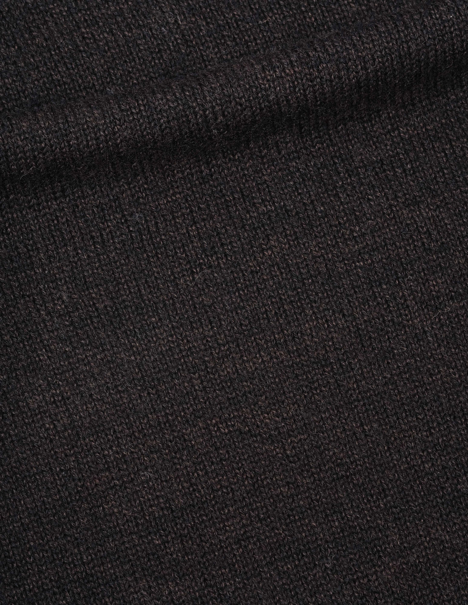 Brown roll neck jumper dry merino, fabric swatch.