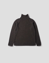 MHL. ROLLED EDGE ROLL NECK | DRY MERINO | EBONY