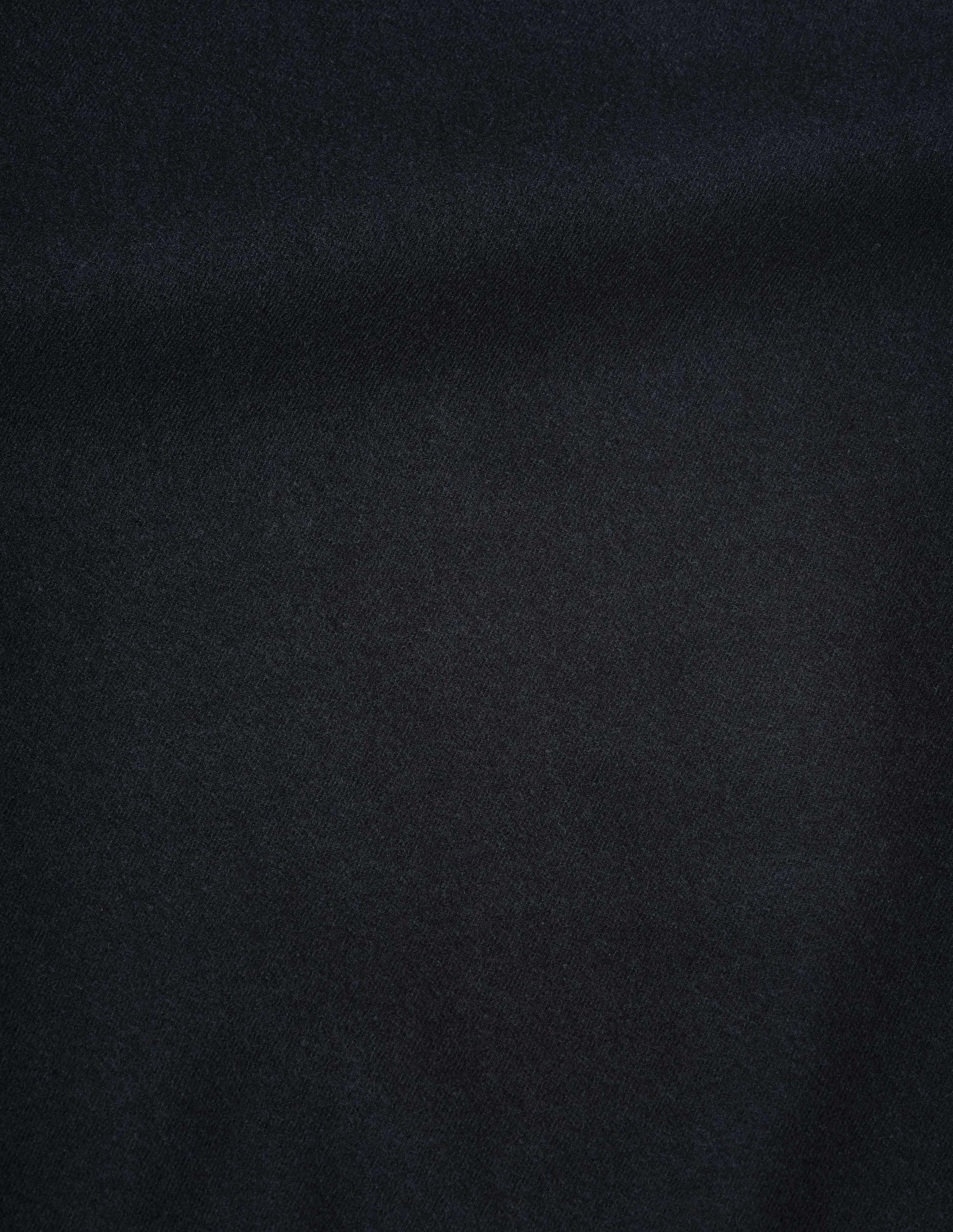 Black wool cotton drill sleeveless overshirt, fabric swatch. 