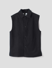 MHL. SLEEVELESS OVERSHIRT | WOOL COTTON DRILL | BLACK