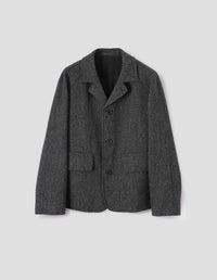 RAGLAN BLAZER | DRY HERRINGBONE WOOL | CHARCOAL
