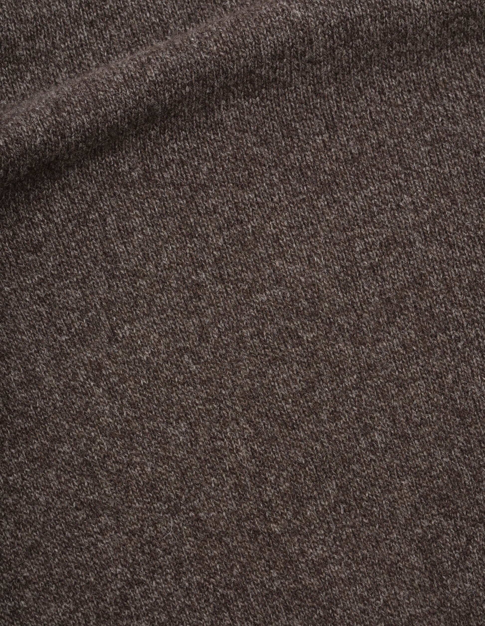 Brown yak wool cashmere blend jumper, fabric swatch.