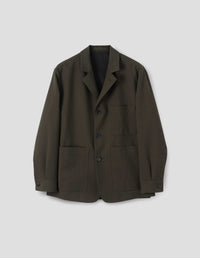 SHIRT CUFF BLAZER | COMPACT WOOL SERGE | KHAKI BROWN