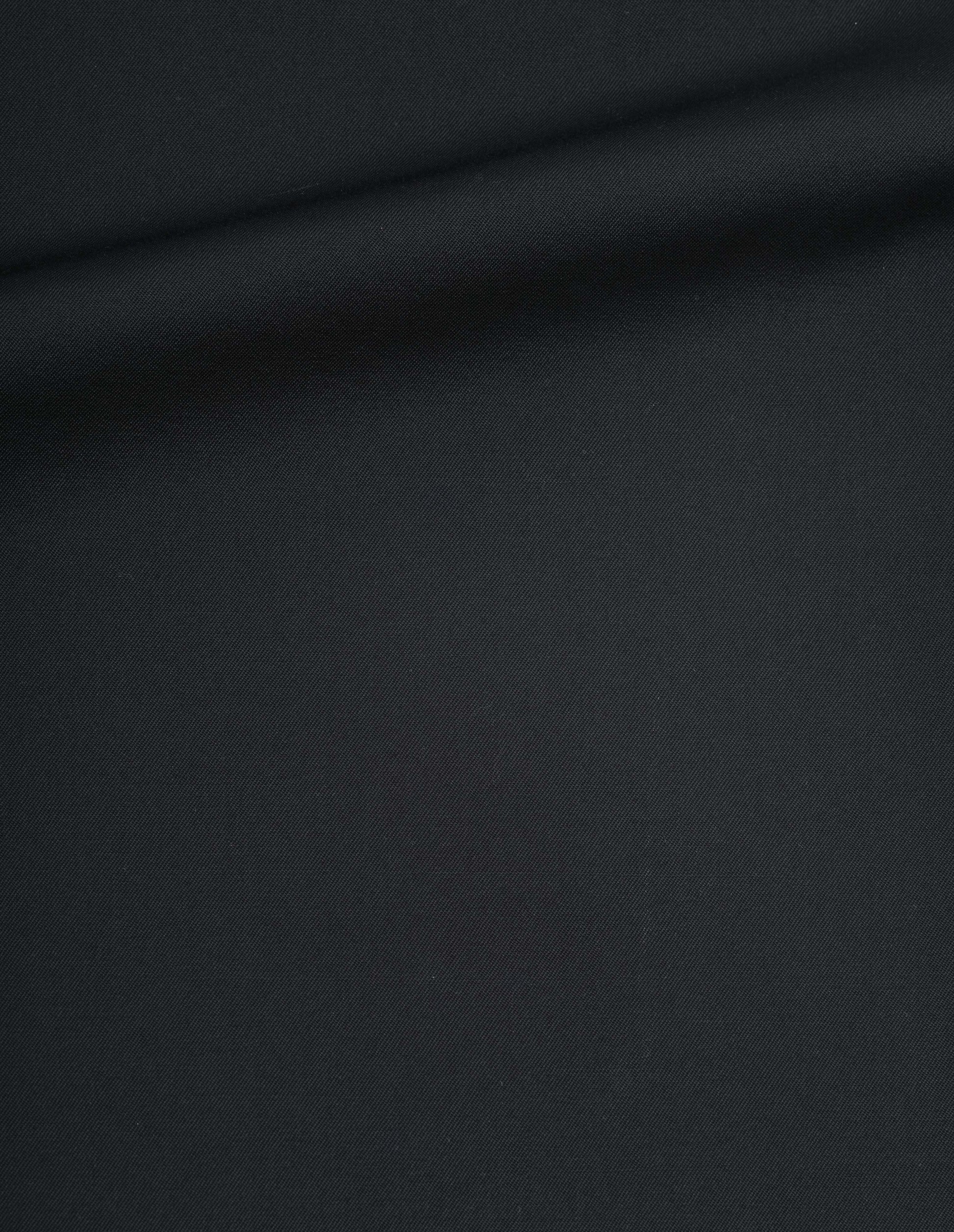Black dry wool plainweave blazer, fabric swatch. 