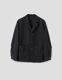 SHIRT CUFF BLAZER | DRY WOOL PLAINWEAVE | BLACK
