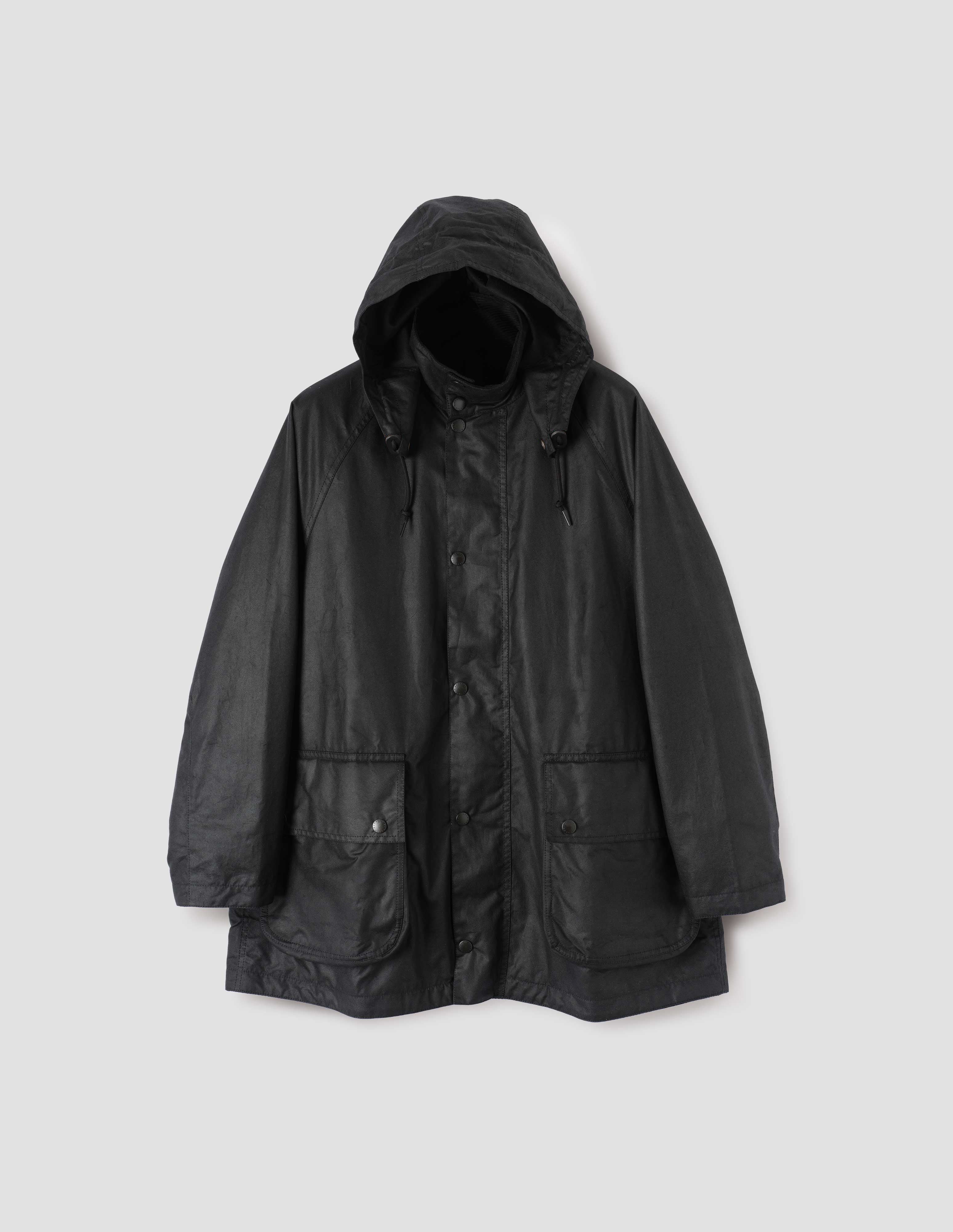 Black waxed cotton Stand Collar Parka | Margaret Howell