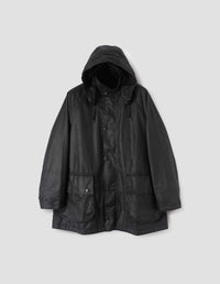 STAND COLLAR PARKA | WAXED COTTON | BLACK