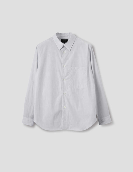 BASIC SHIRT | COTTON MICRO STRIPE | WHITE / NAVY