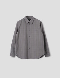 BASIC SHIRT | GLEN CHECK COTTON POPLIN | CHARCOAL / GRAPHITE / BLUE