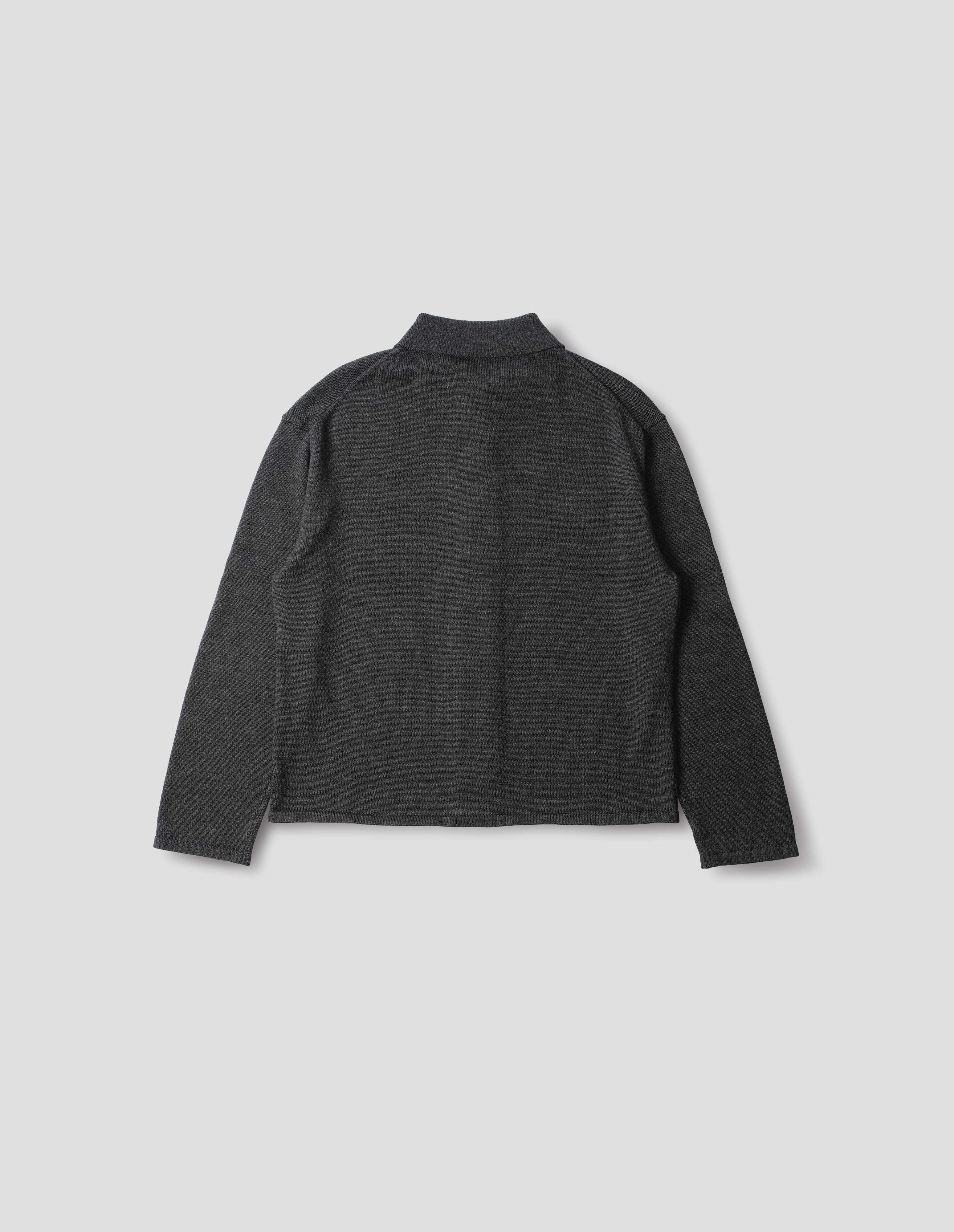 Charcoal japanese spun merino Collared Cardigan | Margaret Howell