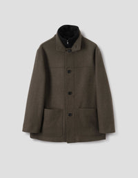 DOUBLE COLLAR COAT | FIRM WOOL MELTON | KHAKI