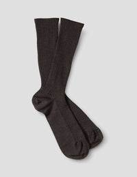 FULL RIB SOCKS | FINE MERINO | DARK BROWN