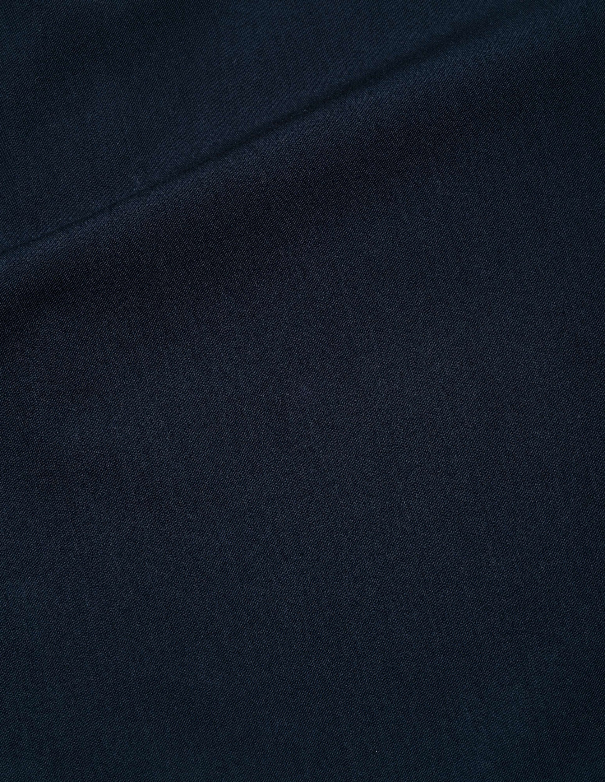 Dark blue brushed fluid wool twill shirt fabric swatch.