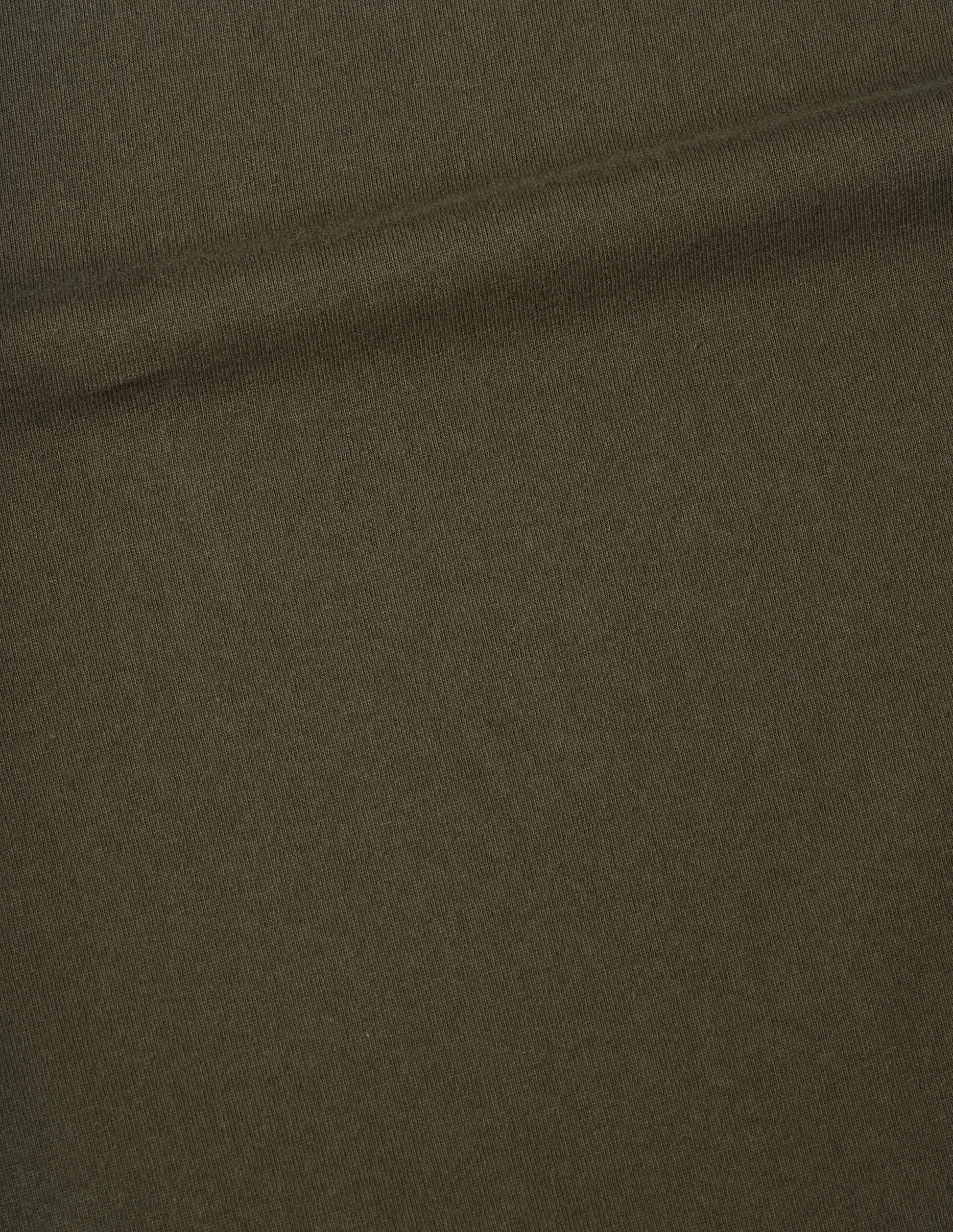 Brownish green matte jersey Guernsey t shirt, fabric swatch.
